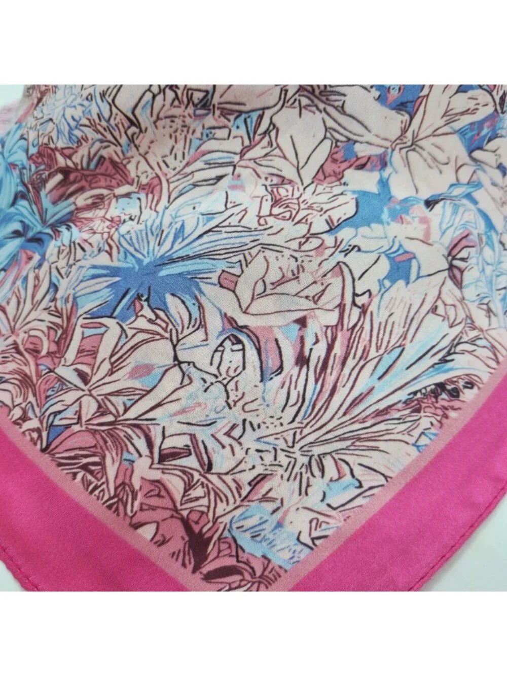 ✨Luxury Floral Silky Appearance Square Scarf Pink Blue Elegant Style Hijab New